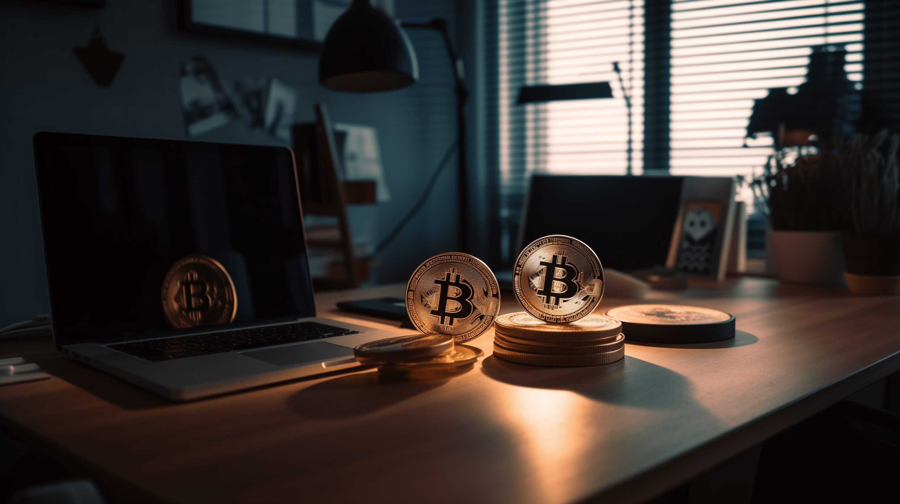 bitcoin in een thuiskantoor